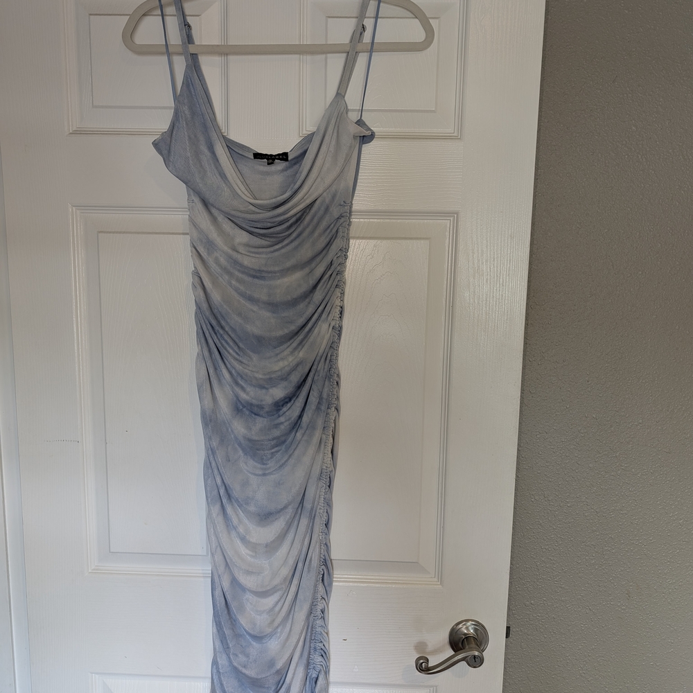 Elegant Blue Draped Dress